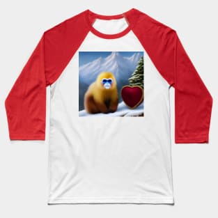 Cute Golden Snub-nosed Monkey with Heart - Valentine's Day gift Baseball T-Shirt